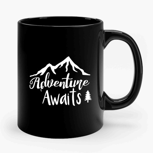 Adventure Awaits Tree Mountain Ceramic Mug