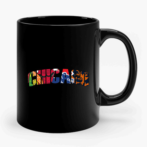 Chicago Sports Teams Cubs Bulls Bears Blackhawks Ceramic Mug