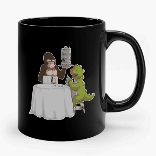King Kong Versus Godzilla Monkey Dinner Funny Ceramic Mug