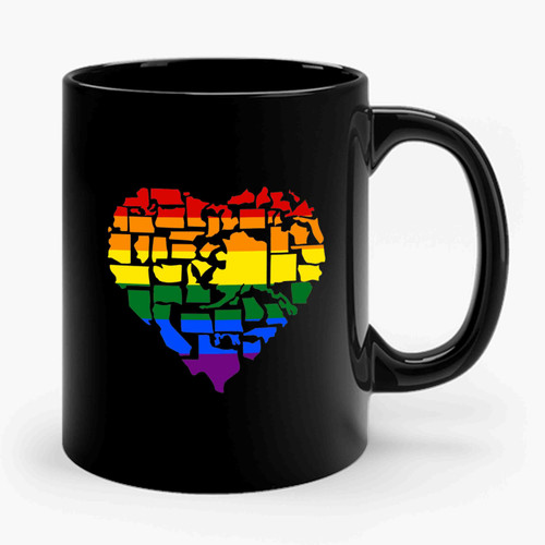 Gay Pride Love Not Hate Gay Pride in All 50 States Gay Pride Ceramic Mug