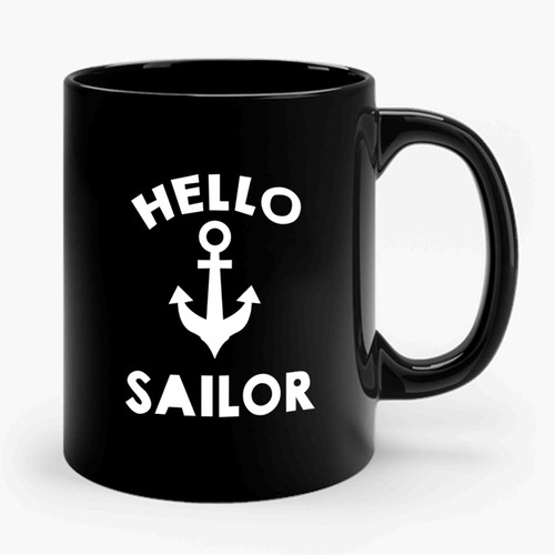Hello Sailor Nautical Natural Ceramic Mug