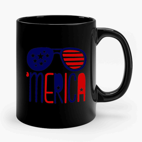 Merica Sunglasses 4th of July Ceramic Mug