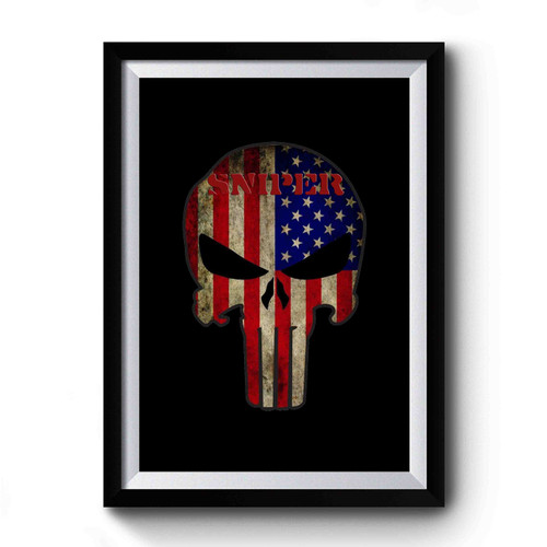 American Sniper Usa Flag The Punisher Premium Poster