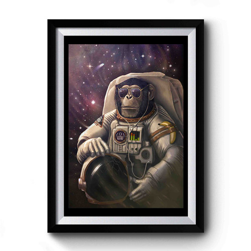 Astronaut Funny Monkey Chimp In Space Premium Poster