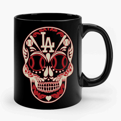 Los Angeles Dodgers Dia De Los Muertos Skull Ceramic Mug