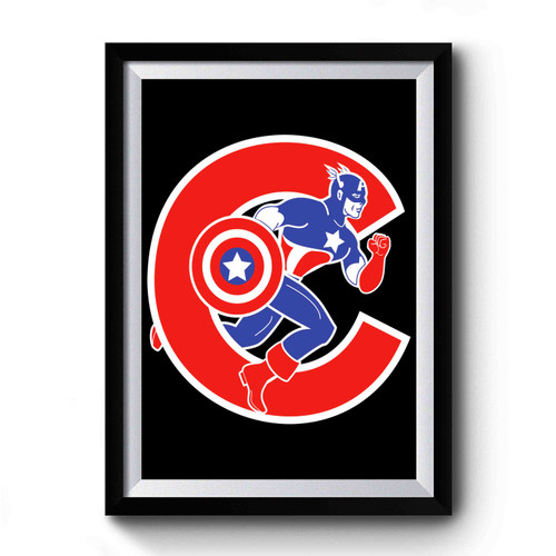 Captain America Meshed With The Chicago Cubs Logo Premium Poster