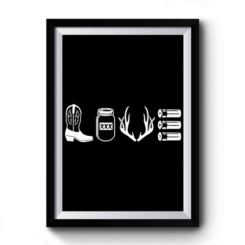 Country Love Western Boots Mason Jar Moonshine Premium Poster