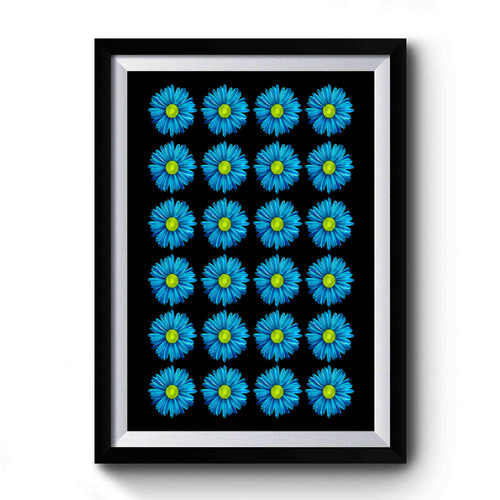 Daisy Blue Flower Pattern Premium Poster