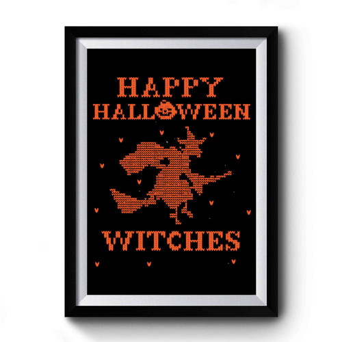 Happy Halloween Witches Pixel Funny Premium Poster