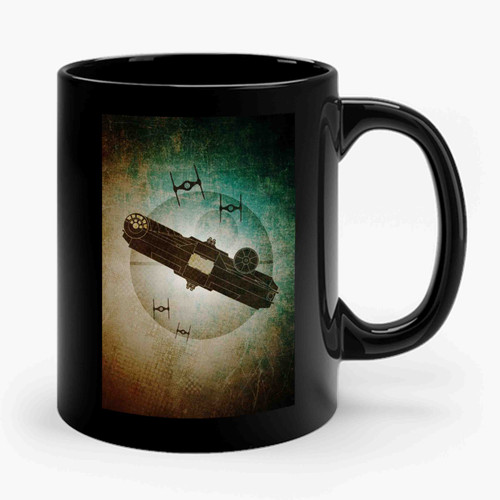 Millennium Falcon Escaping Death Star Ceramic Mug