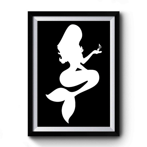 Mermaid Silhouette Music Symbol On Hand Premium Poster