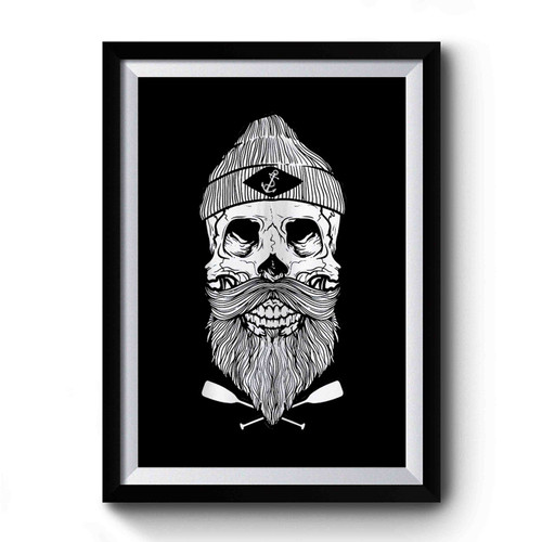Nautical Skull Anchor Beard Vintage Premium Poster