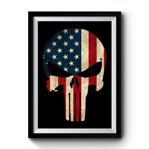 Punisher American Usa Flag Skull Premium Poster