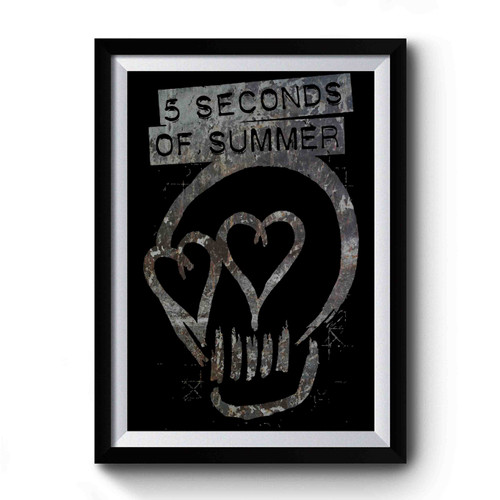 Seconds Of Summer Silver Print Heartskull Premium Poster