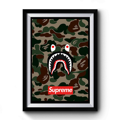 Shark Camo Bathing Bape Red Box Logo Premium Poster