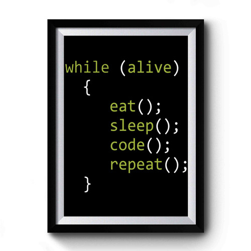 While Alive Eat Sleep Code Repeat Premium Poster