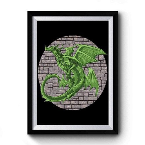 Brick Wall Dragons Premium Poster