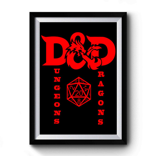 Dungeons & Dragons Logo And Dice Rpg Role Playing Game Premium Poster