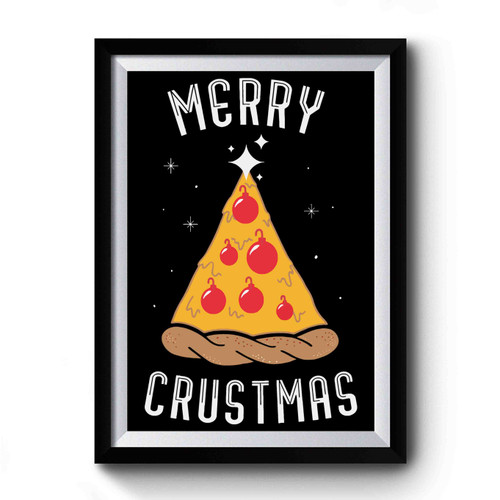 Merry Crustmas Pizza Christmas Tree Premium Poster