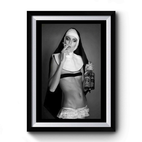 Nun Smoking Drink Weed Funny Premium Poster