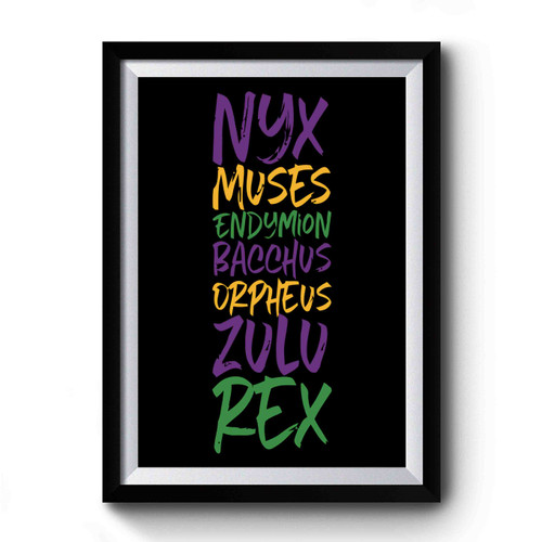 Nyx Muses Endymion Bacchos Orpheus Zulu Rex Mardi Gras Premium Poster