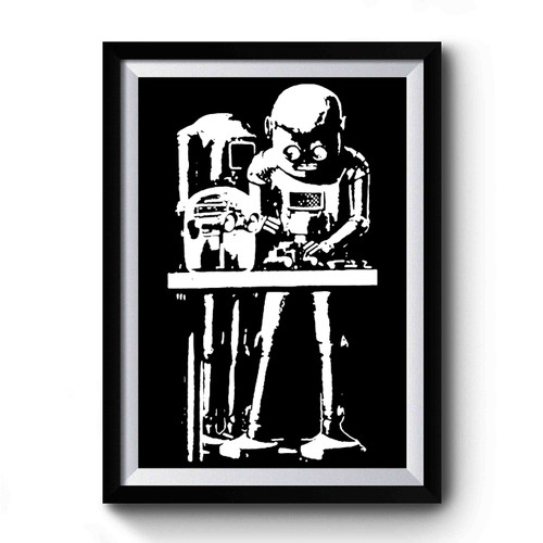 Retro Robot Robot At Work Futuristic Spaceman Robot Premium Poster
