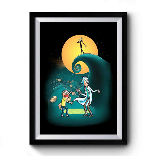 Rick And Morty Portal Nightmare Before Christmas Premium Poster