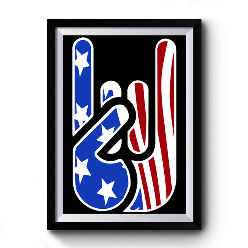 Rockin' Usa Hand American Flag Premium Poster