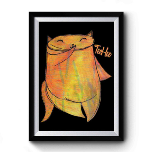 Shy Cute Chubby Orange Kitty Cat Premium Poster