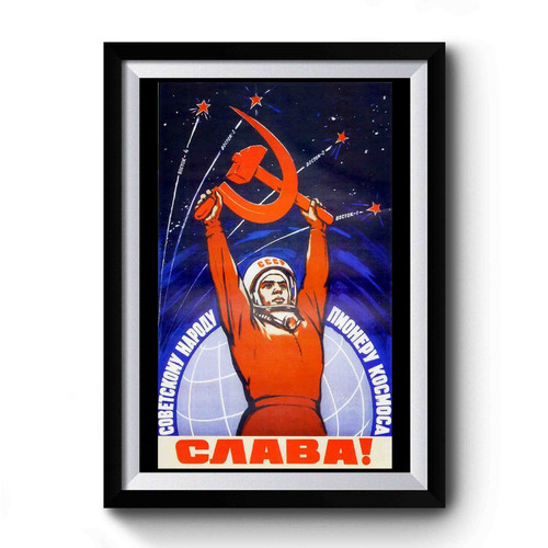 Soviet Space Astronaut Propaganda Premium Poster