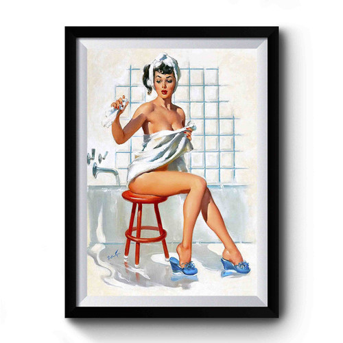 1940s Pin-Up Girl Bath Time Premium Poster
