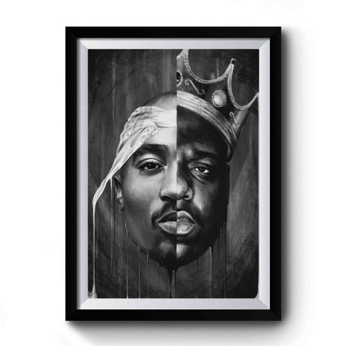 2pac Notorious Big Split Face Premium Poster