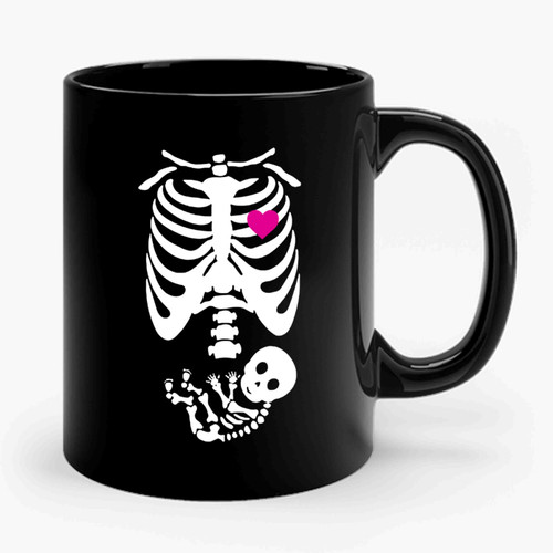 Pregnant Skeleton Halloween Ceramic Mug