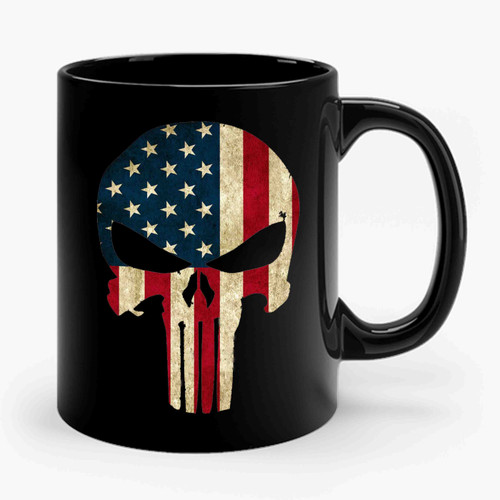 Punisher American Usa Flag Skull Ceramic Mug
