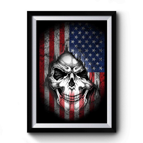 Cool Skull Flag American Premium Poster