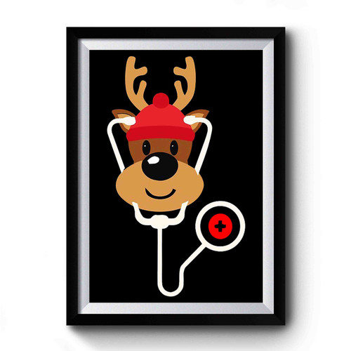 Cute Reindeer Nurse Christmas Premium Poster