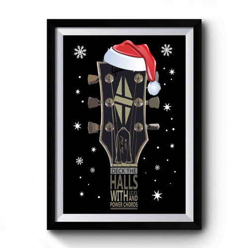 Deck The Halls Santa Hat Rock Blues Heavy Metal Electric Guitar Premium Poster