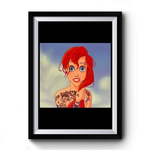 Disney Princess Ariel Got Tattoos Red Premium Poster