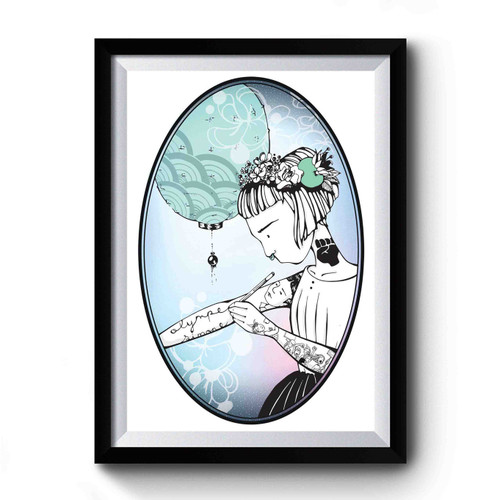 Girl Tattoo Illustration Art Premium Poster