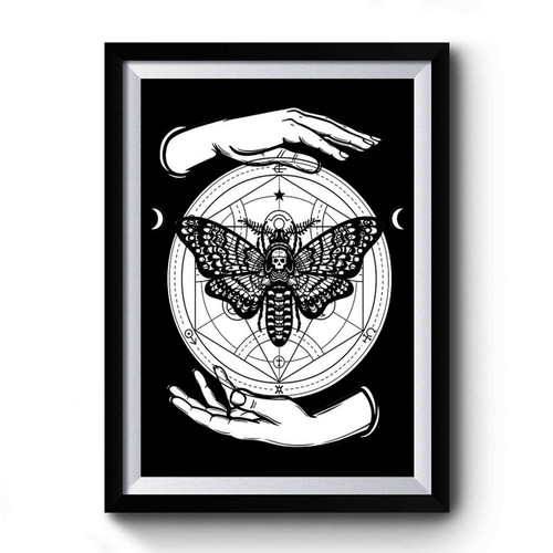 Hawk Moth Gothic Occult Alchemy Goth Hands Moon Skull Premium Poster