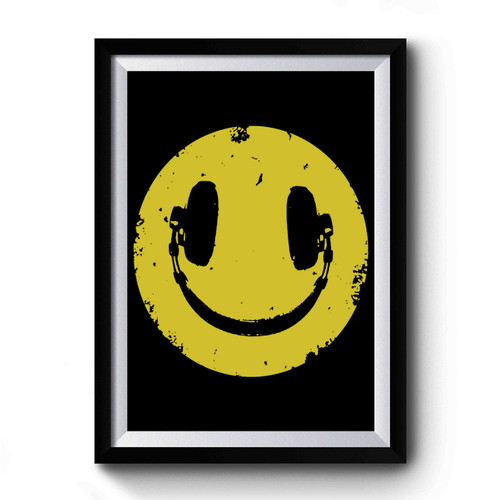 Headphone Smiley Face Premium Poster