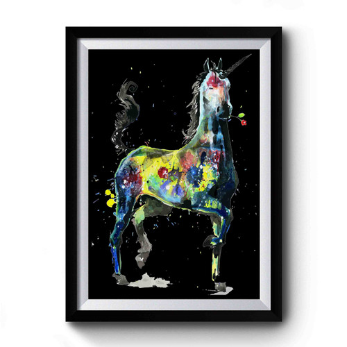 Horse Einhorn Psychedelic Abstract Premium Poster