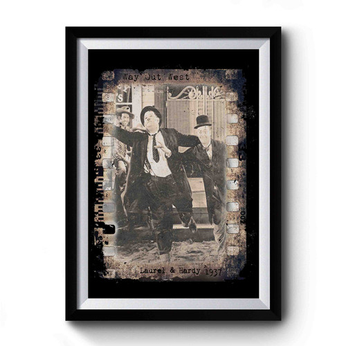 Laurel & Hardy Retro Film Strip Way Out West Premium Poster