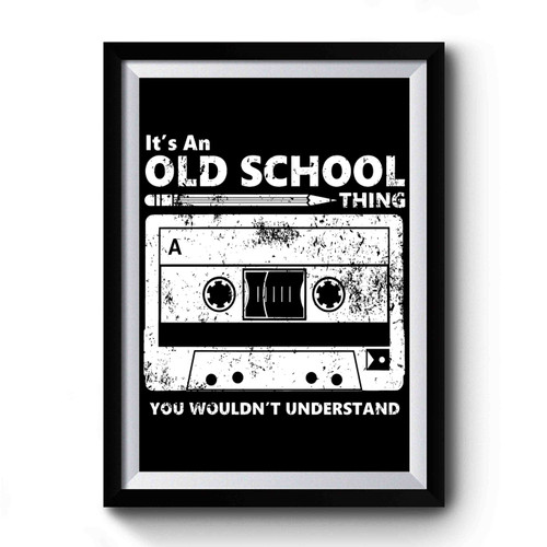 Old School Skool Cassette Tape Pencil Roll Fix Boombox Premium Poster