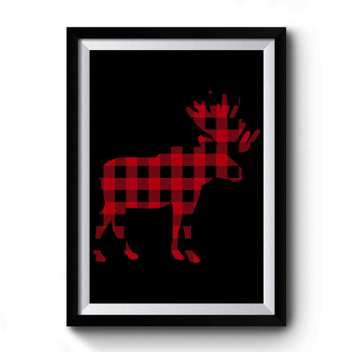 Plaid Moose Premium Poster