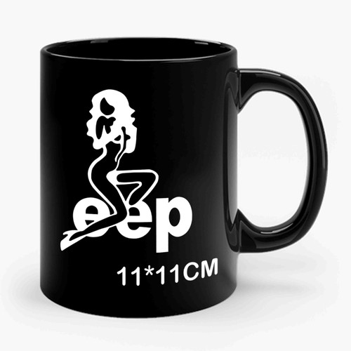 Sexy Bikini Girl Beautiful Lady With Jeep Ceramic Mug