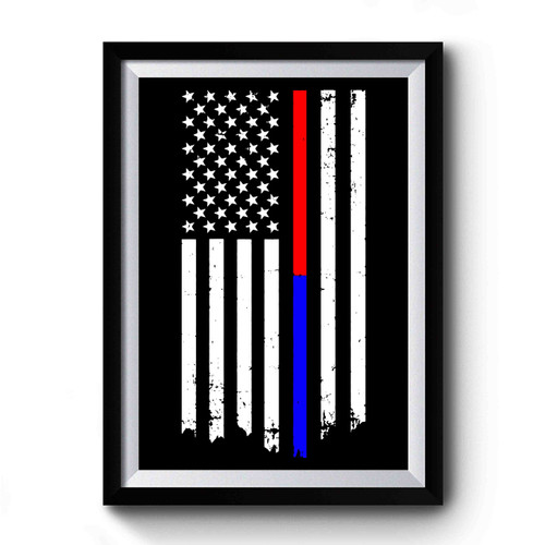 Thin Red & Blue Line American Flag Premium Poster
