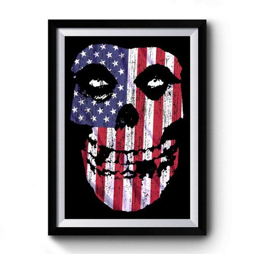 America Usa Flag Skull Premium Poster
