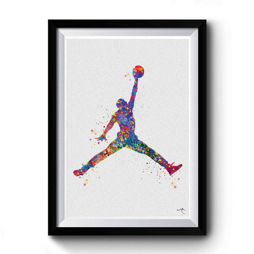Basketball Watercolor Print Jumpman Basketball Sport Premium Poster