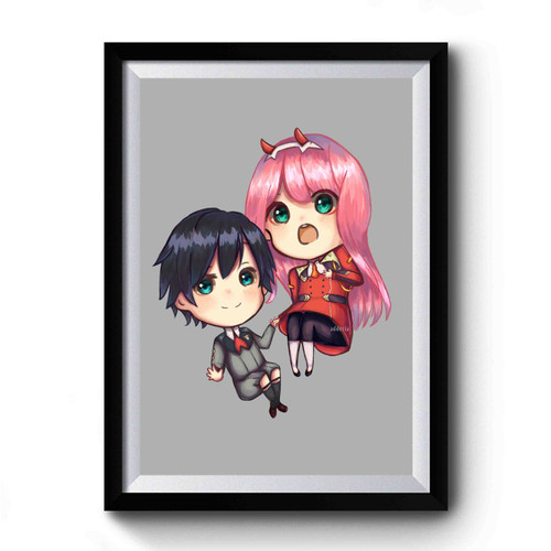 Chibi Hiro And Zero Two Darlinginthefranxx Premium Poster